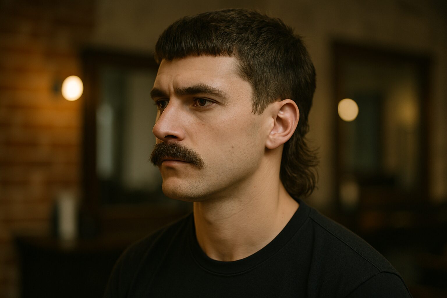 Mullet Frisur mit Schnauz Bilder