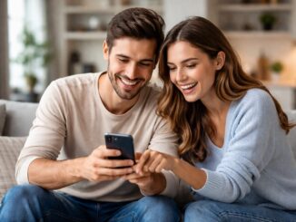 Mann und Frau am Smartphone