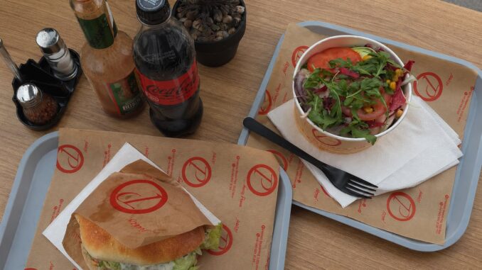 Kebap-Sandwich und Döner-Bowl mit frischem Gemüse auf einem Tisch in Wien.