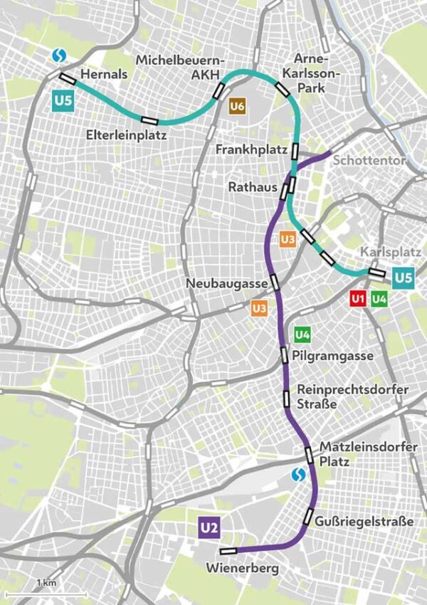 Grafik zum Ausbau der U5 - so wird die neue U-Bahn verlaufen.